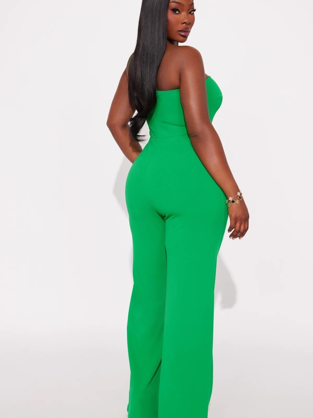 Fashion Nova Emerald One-Shoulder Jumpsuit - Picture 2 of 2
